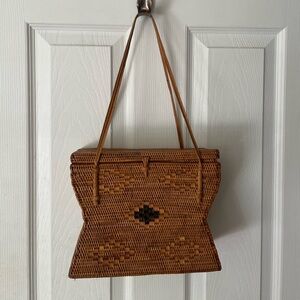 vintage wicker woven purse